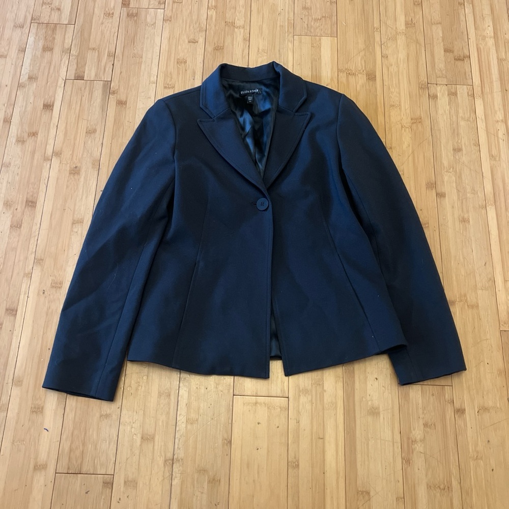 Eileen Fisher Dark Gray Single Button Blazer
